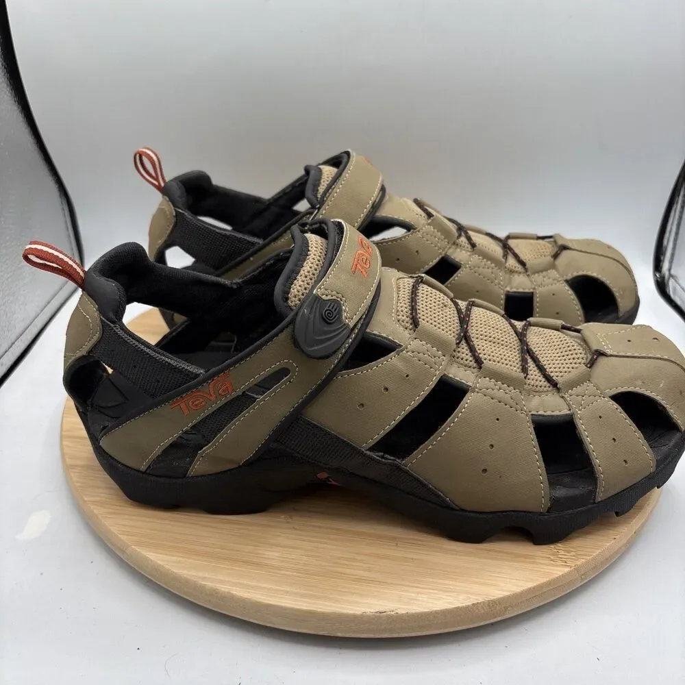Teva Deacon Fisherman Sandals Mens 12 Khaki Sport Water Hiking ShocPad 6968